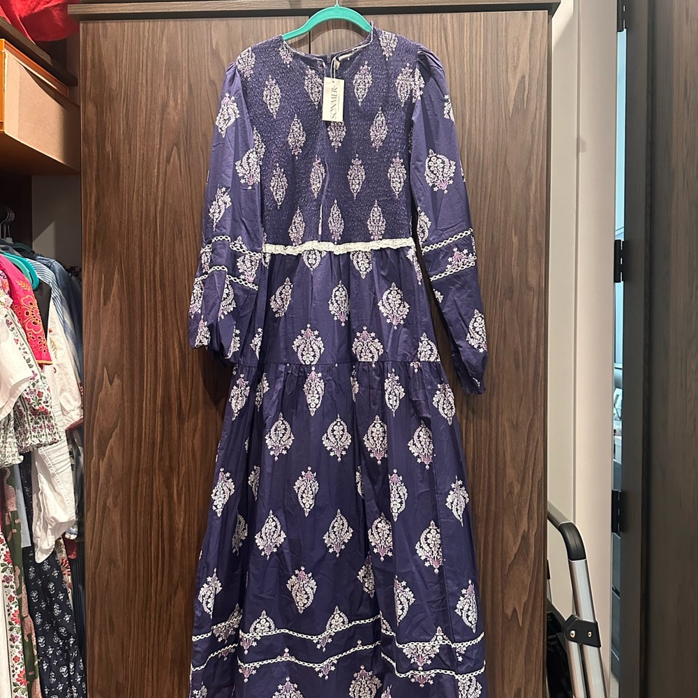 Sonmer Navy Blue Printed Maxi Dress